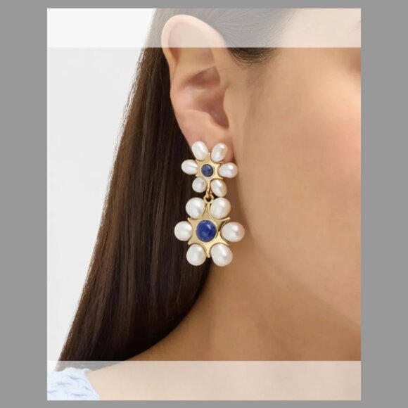 Mignonne Gavigan Safi Drop Earrings, White/Blue - Picture 2 of 6